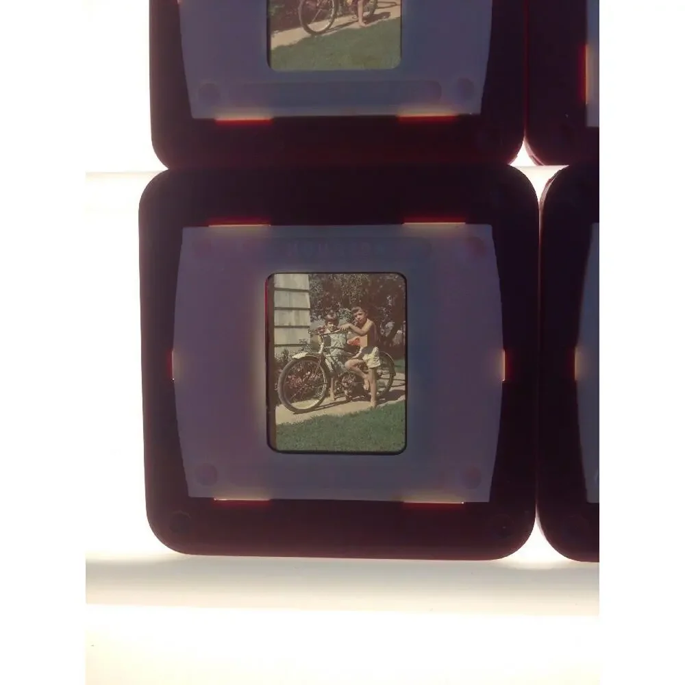 Lot of 4 Vintage 1940s Kodachrome Boy with Bicycle Photograph Color Slides